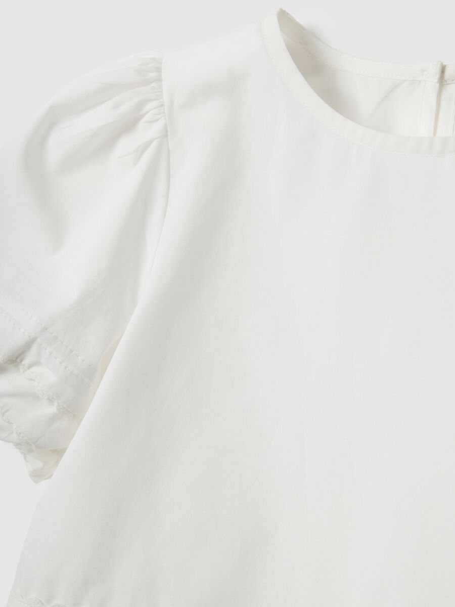 Girls' white pure cotton blouse regular fit with decorations_2