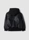 Black padded hooded zip-up jacket for boys_3