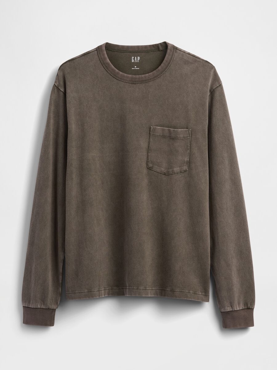 Brown long-sleeve cotton shirt_0
