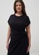 Black midi dress in stretch cotton with side knot_0