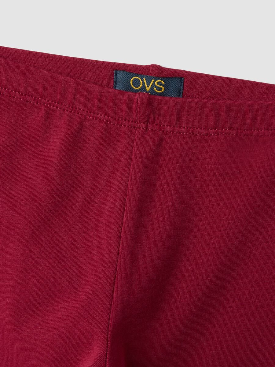 Red skinny stretch organic cotton leggings for girls_3
