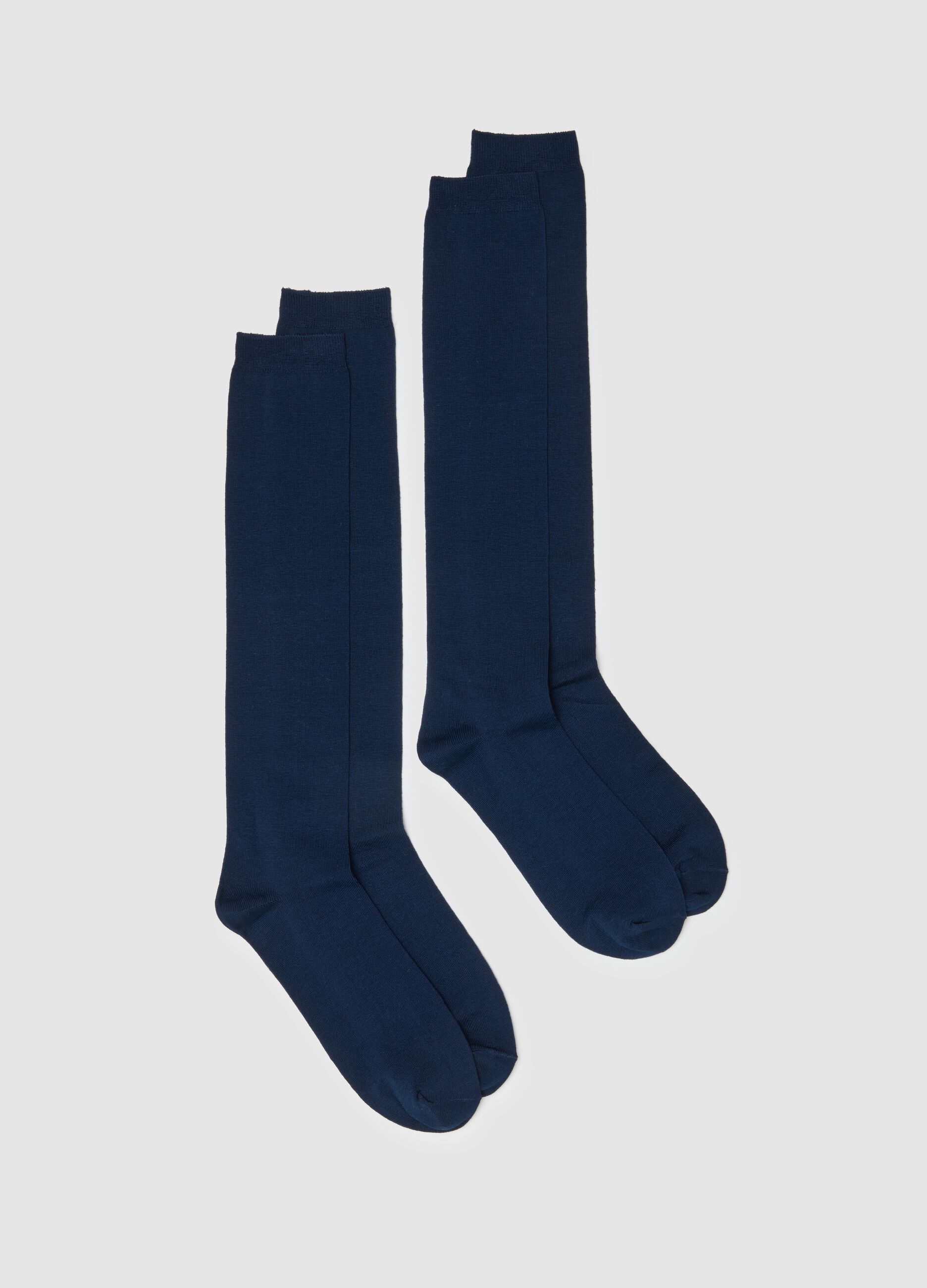 Two-pack of long blue cotton stretch socks