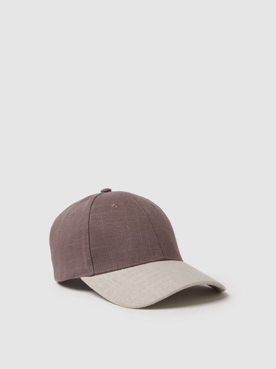 Cappello da baseball in misto viscosa e lino multicolor_0