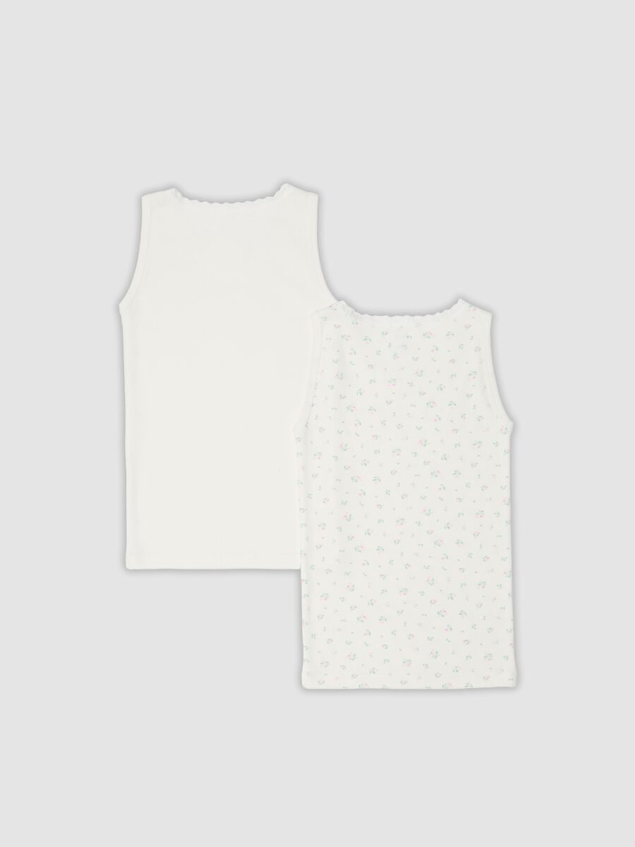 2-pack white organic cotton vests with print for girls_1