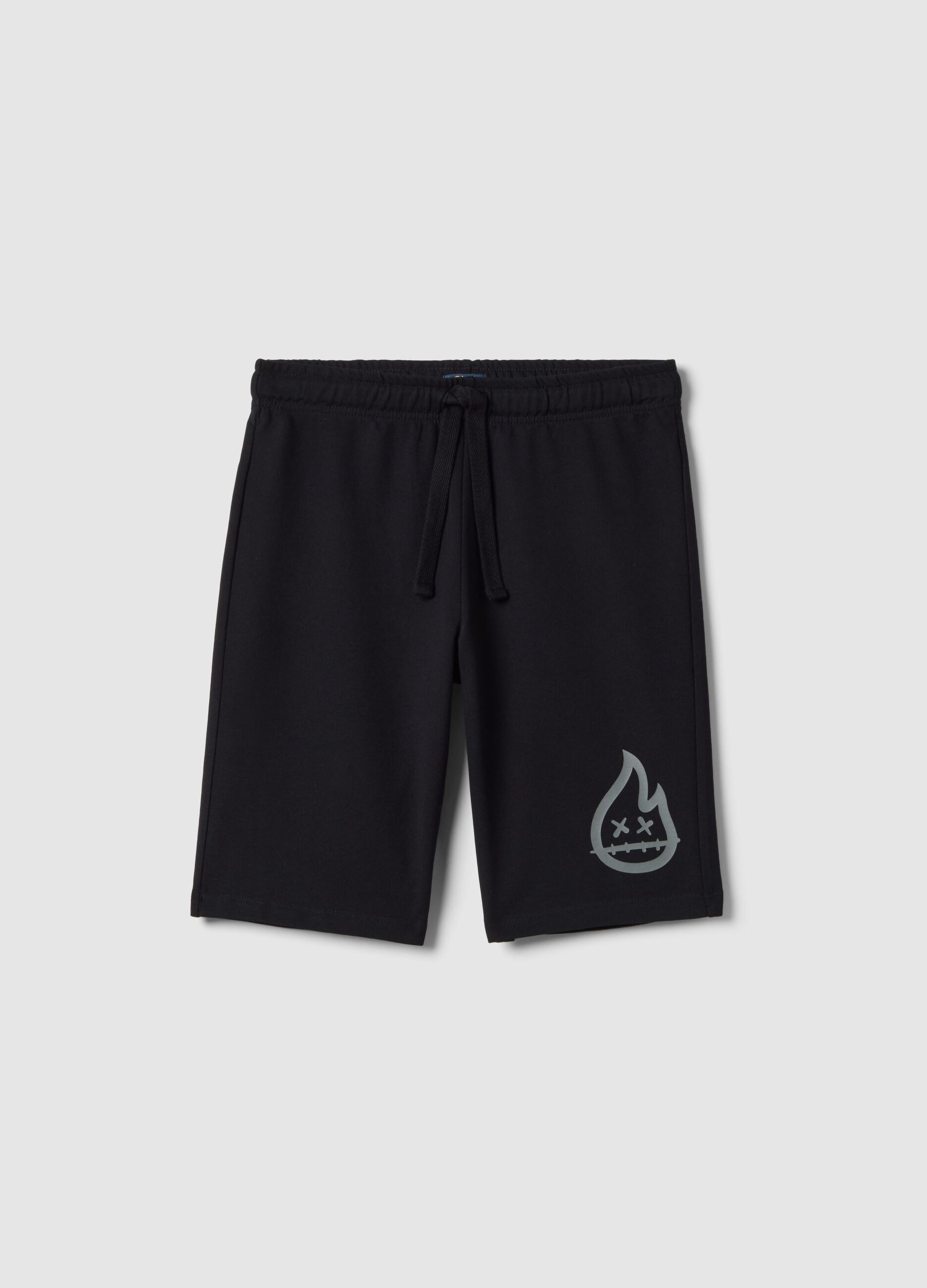 Regular fit black pure cotton shorts for boys