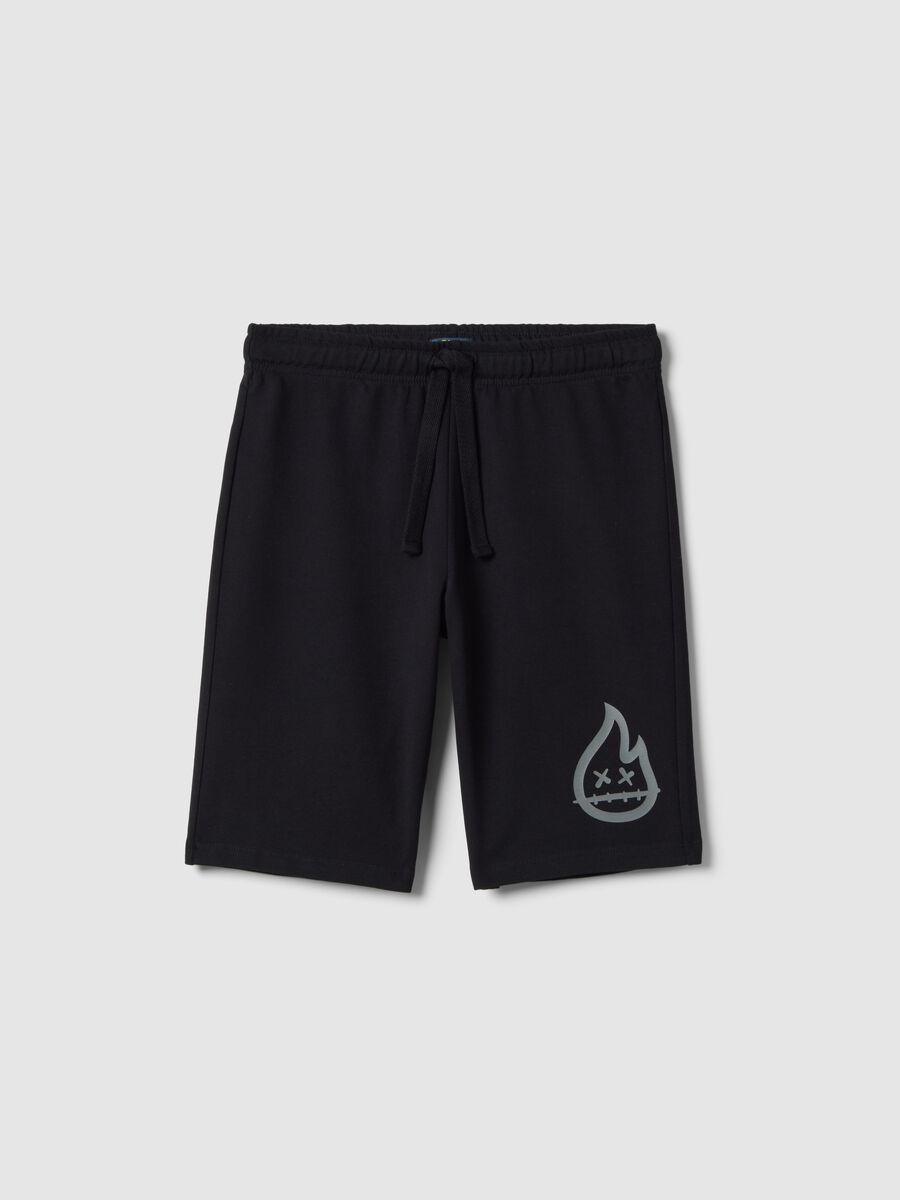 Shorts in puro cotone nero da ragazzo regular fit_3