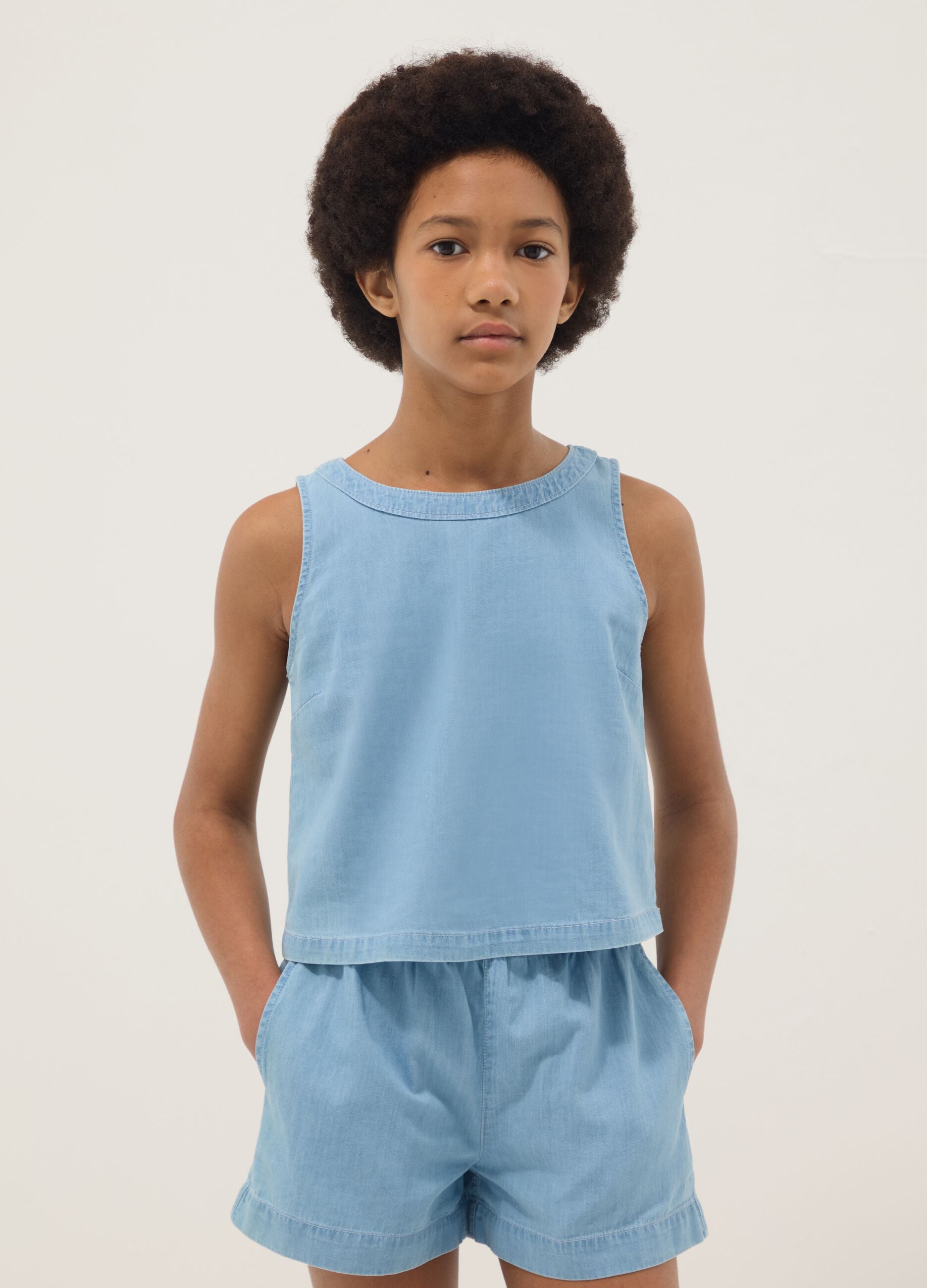 Blue pure cotton blouse