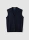 Blue viscose-blend waistcoat with deep V-neck, regular fit_3
