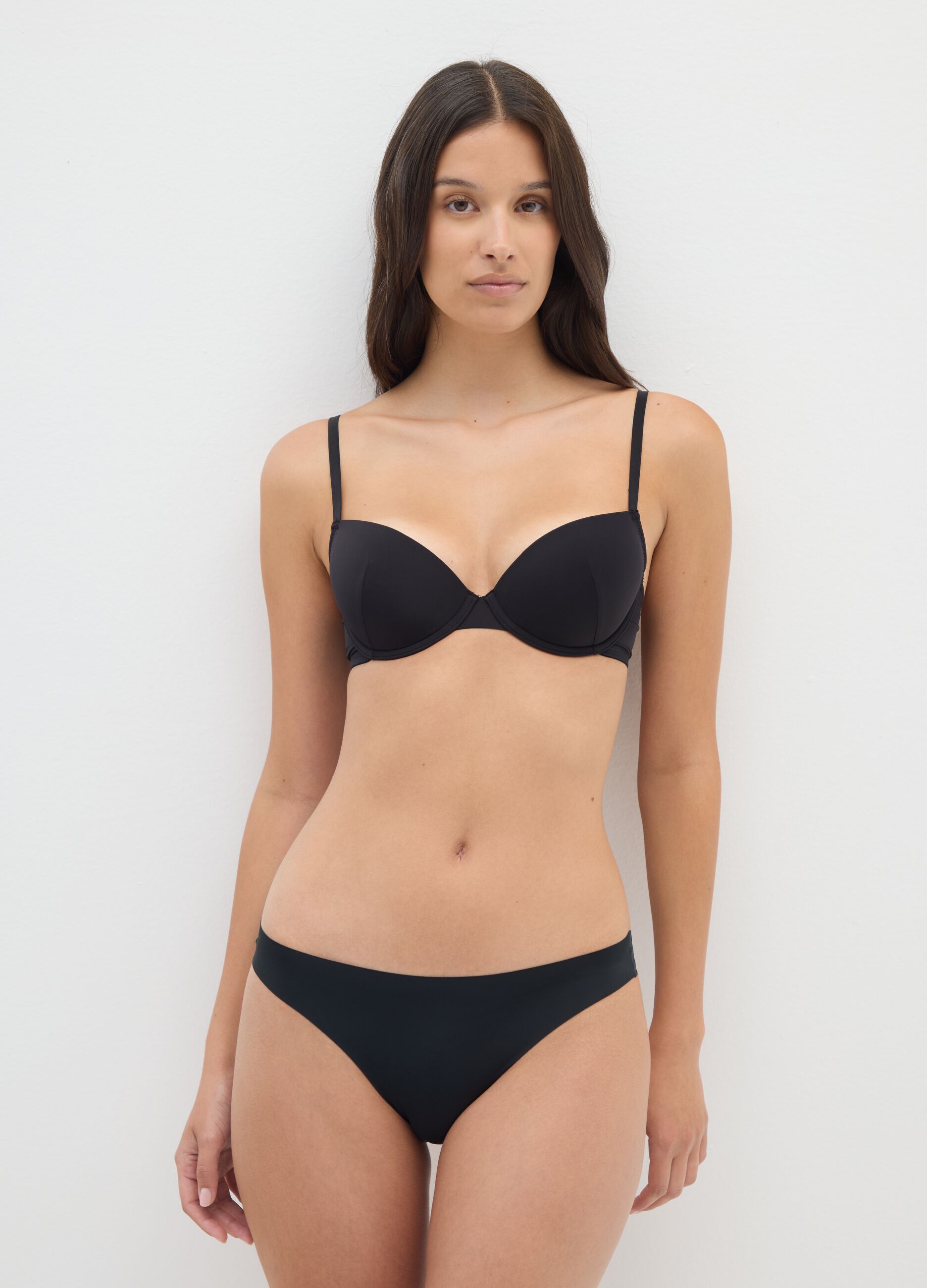 Black stretch blend thong