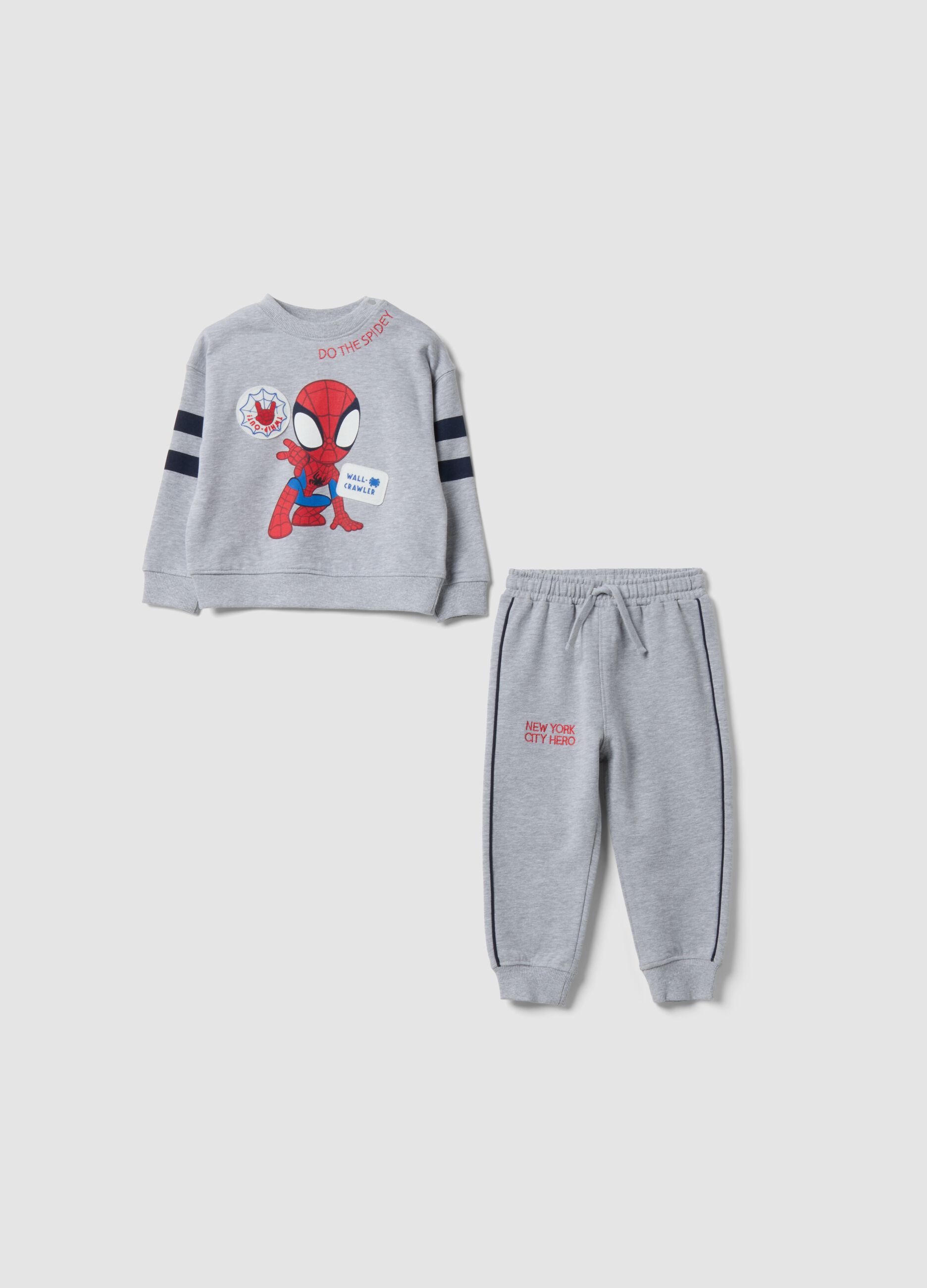Grey oversized MARVEL Spider-Man pure cotton jogger set for boys