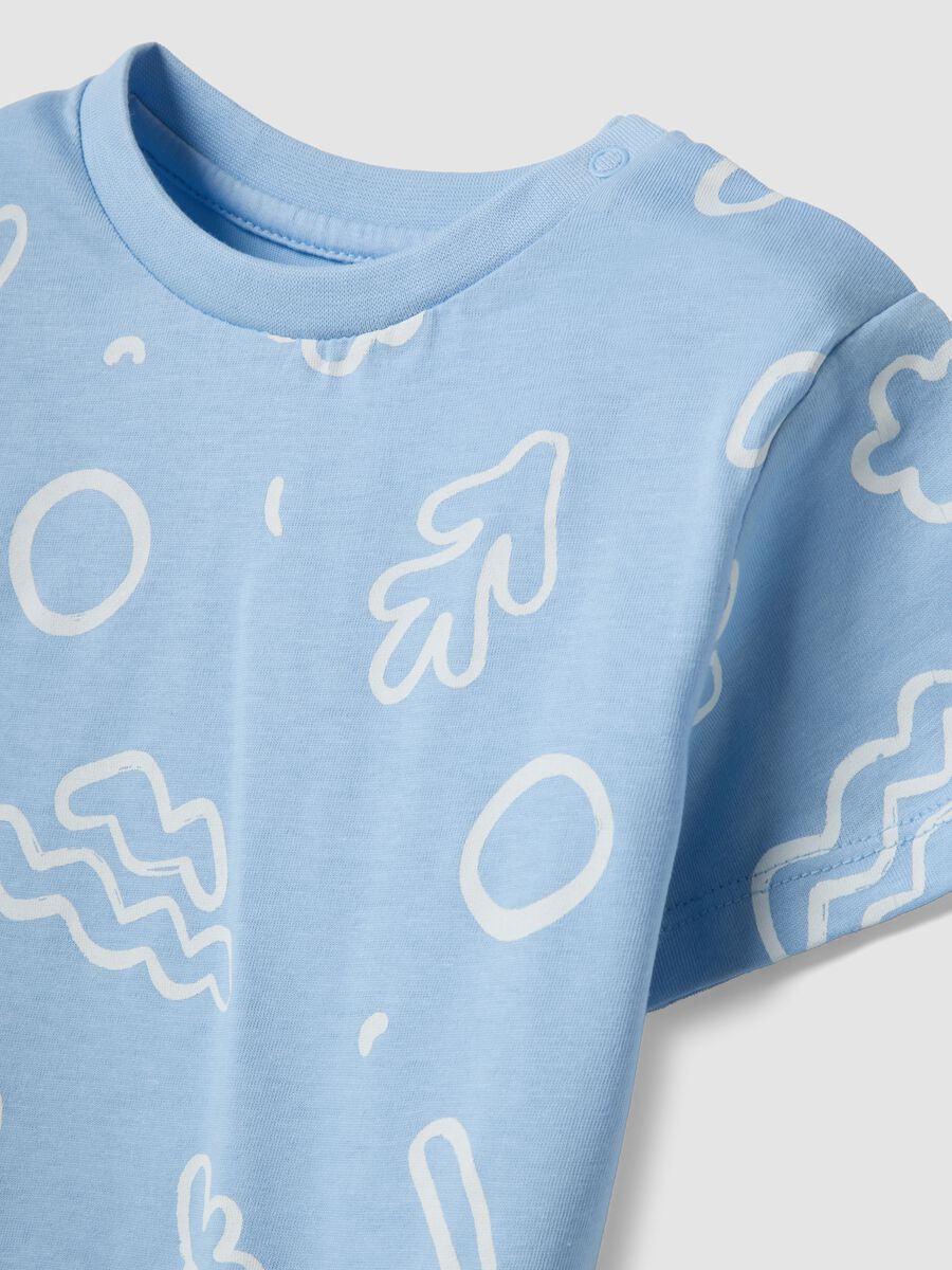 Light Blue Pure Cotton Baby Short Pyjamas with Nautical Print_2