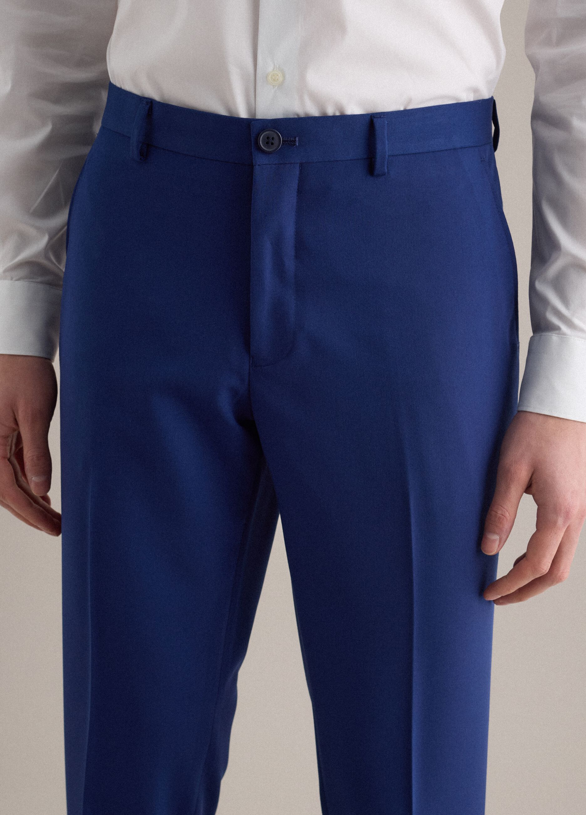 Elegant blue slim fit trousers