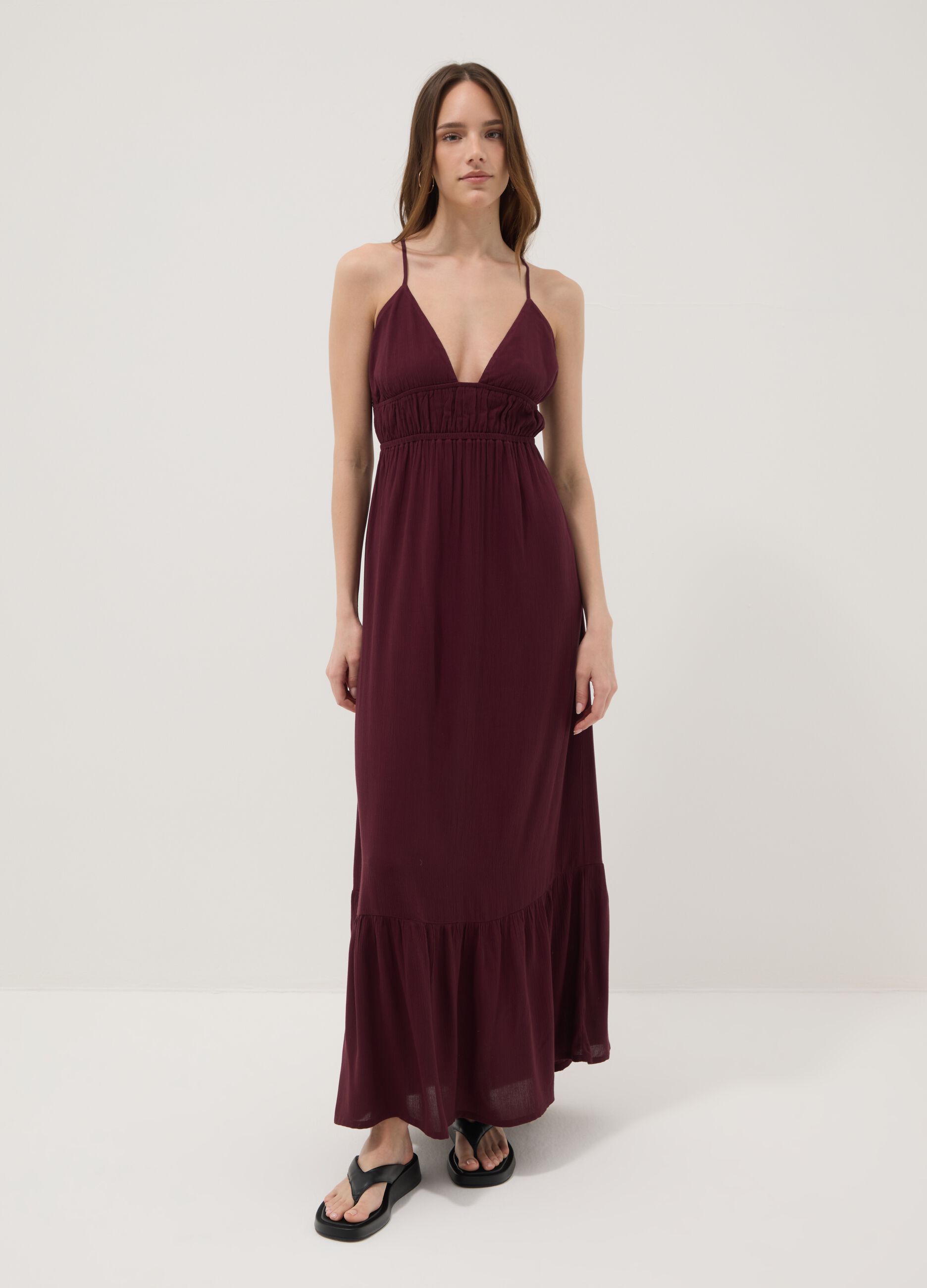 Purple maxi dress in pure viscose