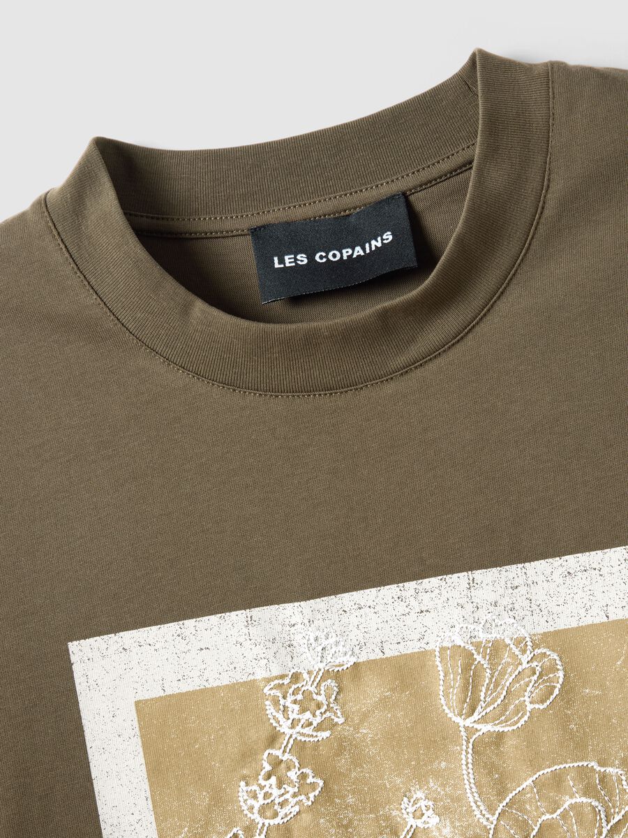 Green pure cotton regular fit T-shirt with floral print_5
