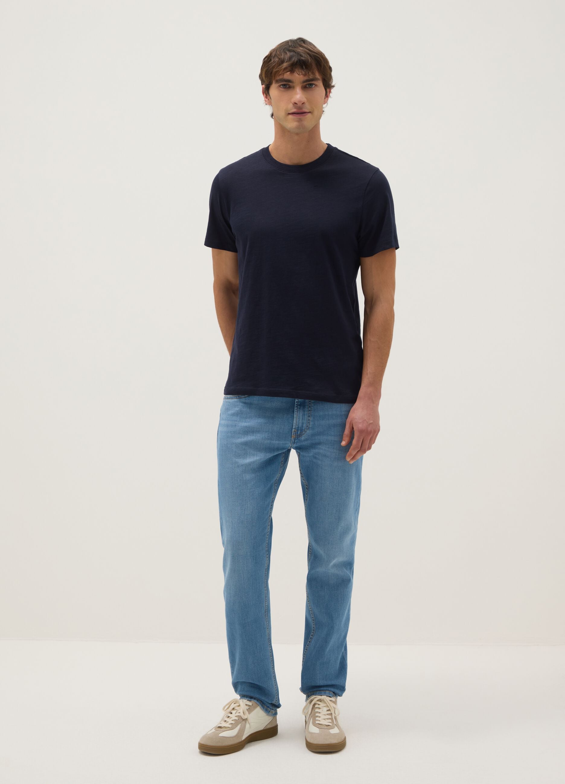 Regular Fit Blue Pure Cotton T-Shirt