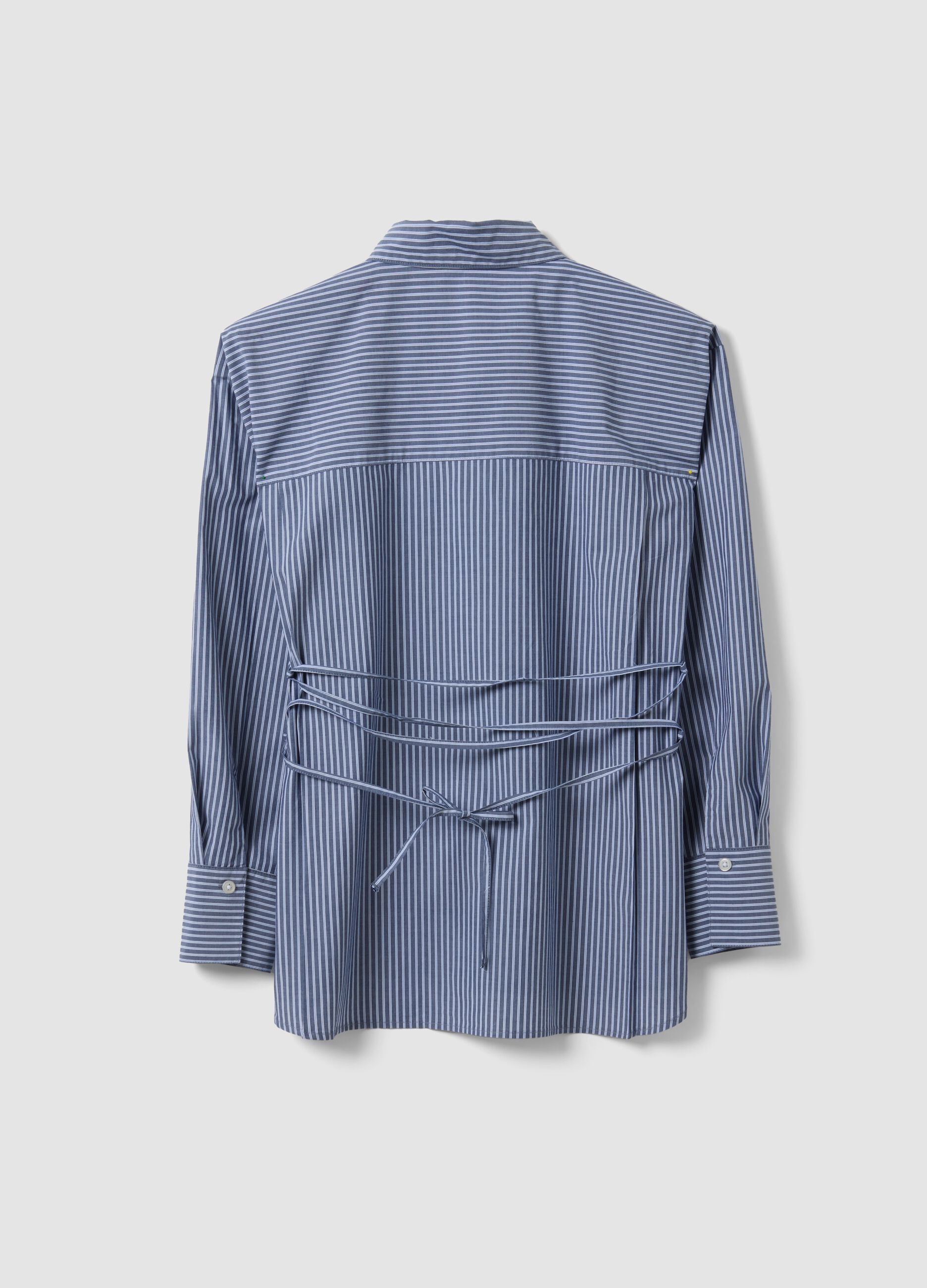 Blue striped pure cotton poplin shirt, regular fit