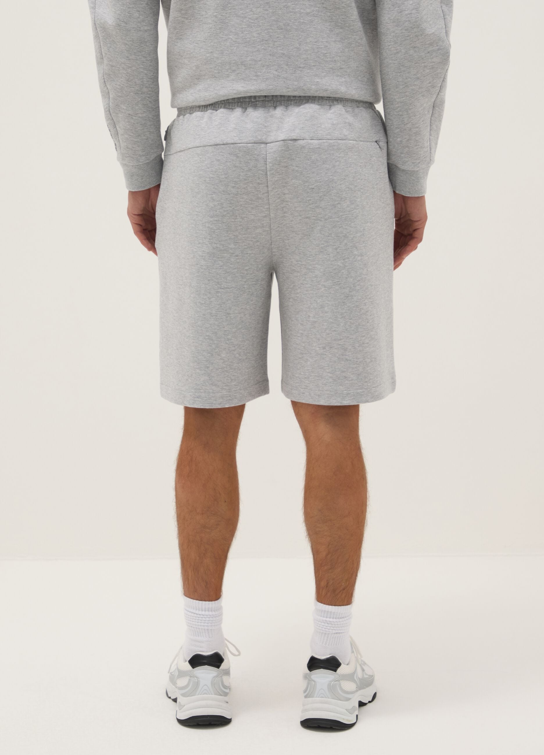 Grey Stretch Cotton Regular Fit Bermuda Shorts