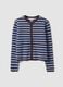 Blue crew-neck striped oversized cardigan in lyocell and wool blend_4