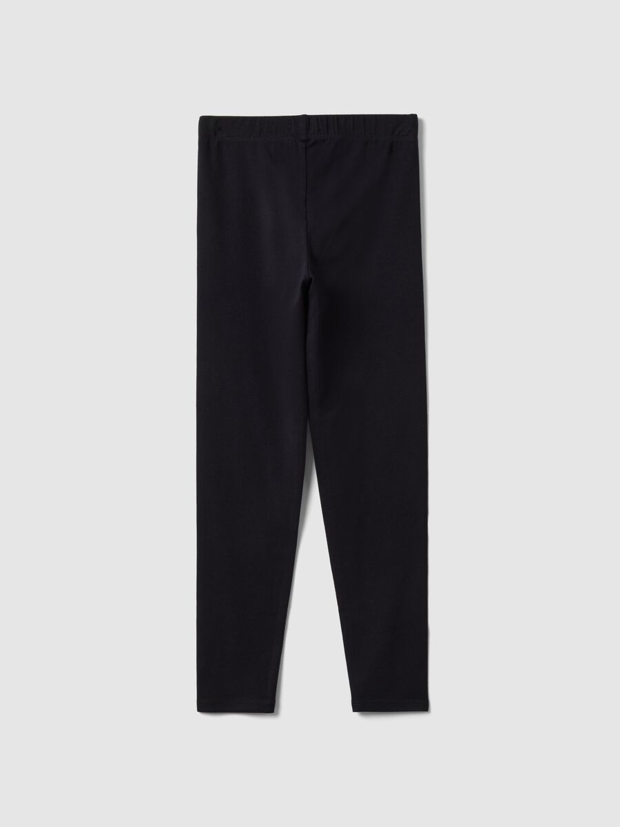 Leggings in cotone elasticizzato nero da ragazza slim fit_4