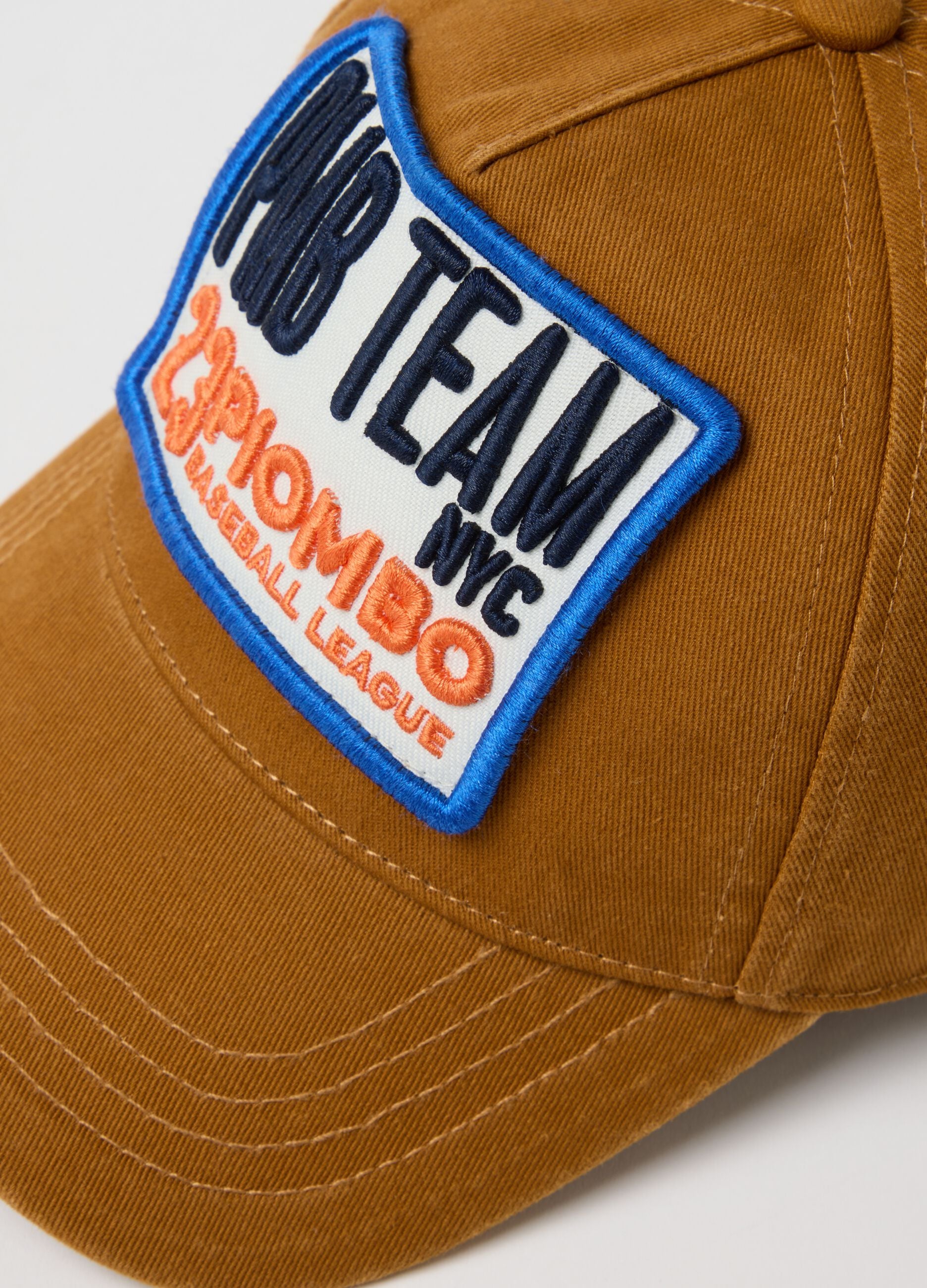 Brown pure cotton children's baseball cap with patch