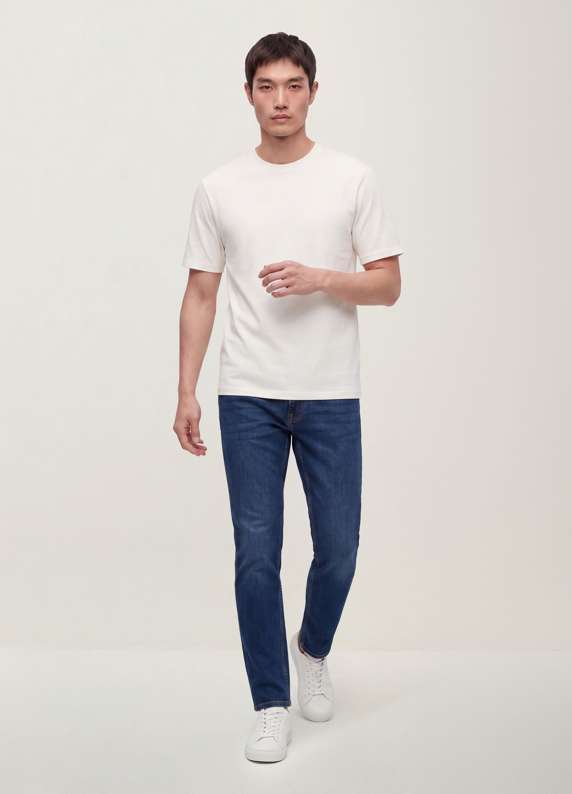 Blue slim-fit stretch cotton jeans