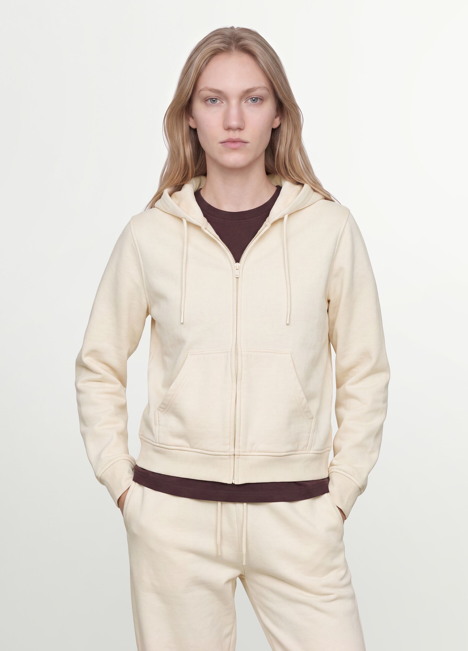 White cotton-blend regular-fit hoodie