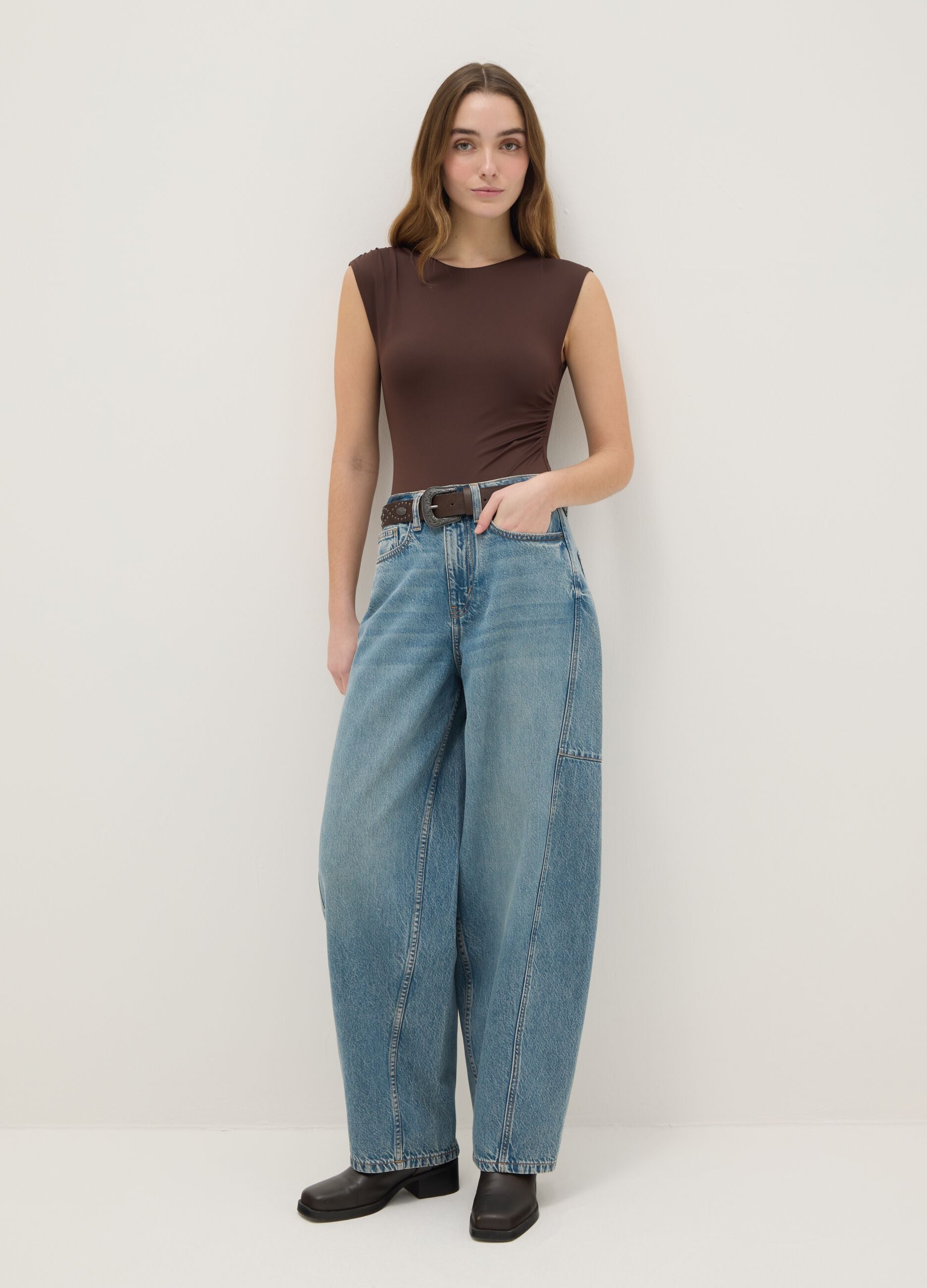 Pure Cotton Blue Regular Fit Skater Jeans