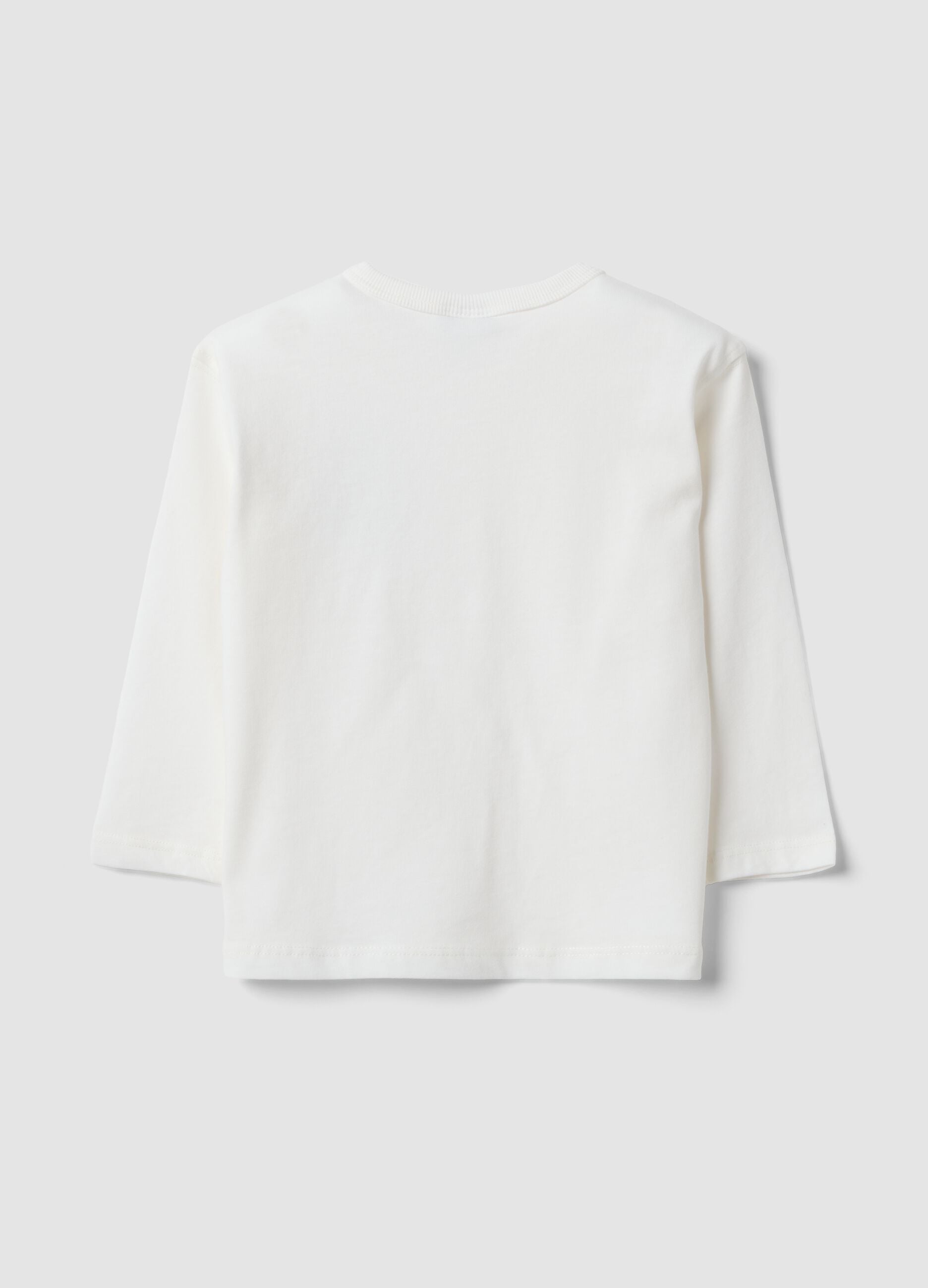 White organic cotton T-shirt with print for baby boy