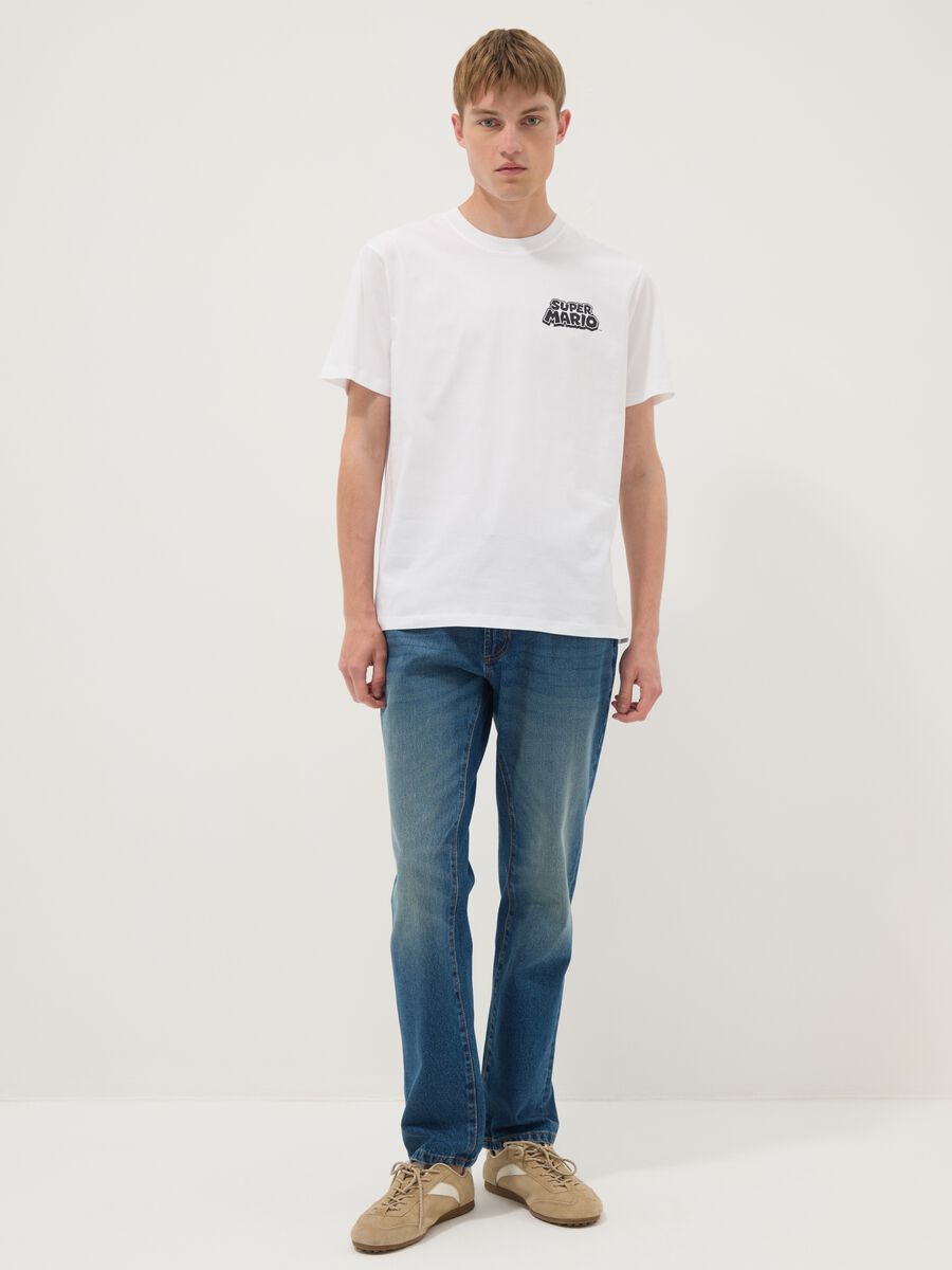 White short-sleeve pure cotton T-shirt, regular fit_1