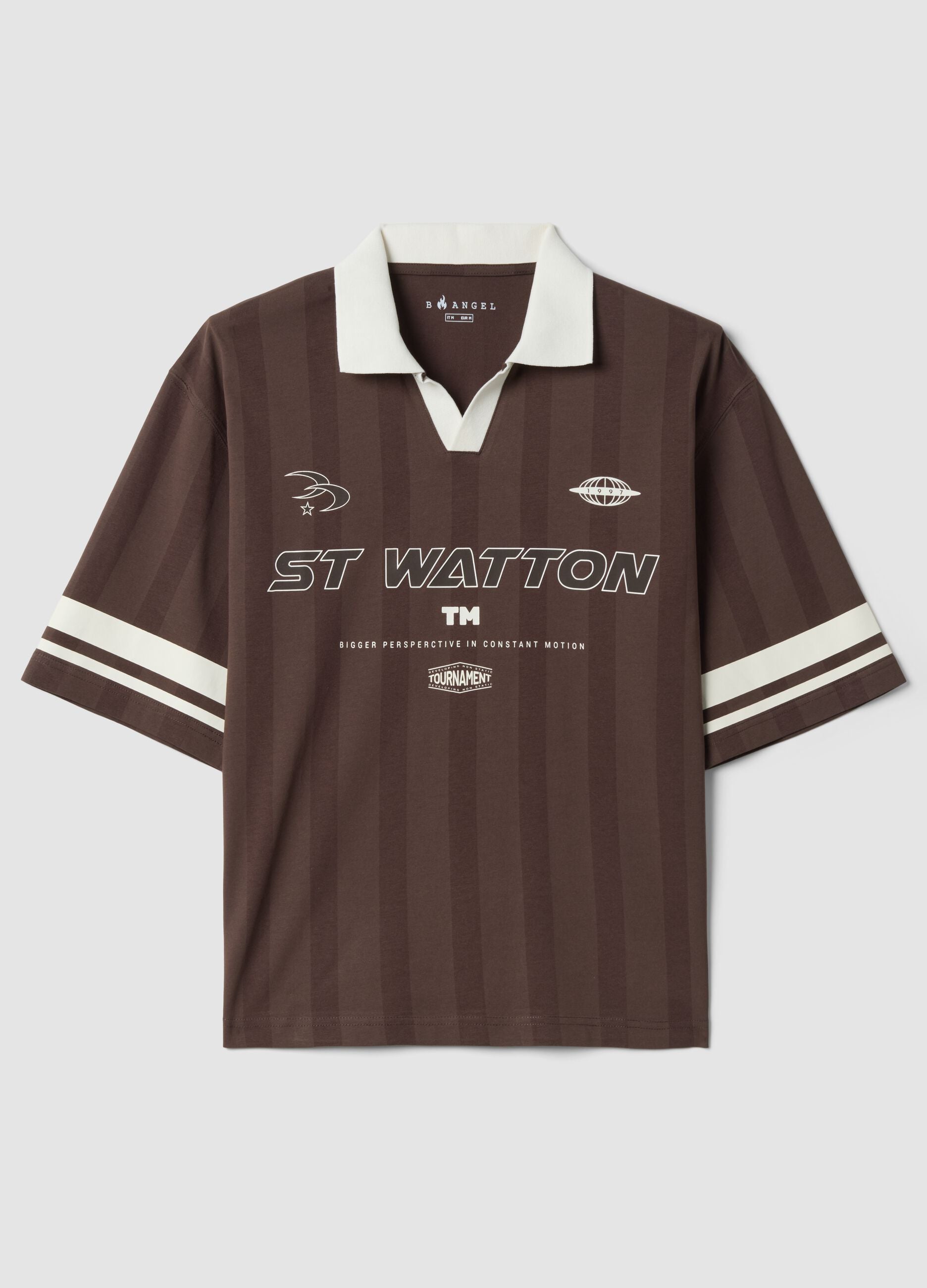 Brown pure cotton polo shirt with classic collar