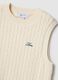 Beige pure cotton regular fit waistcoat with cable knit design_5