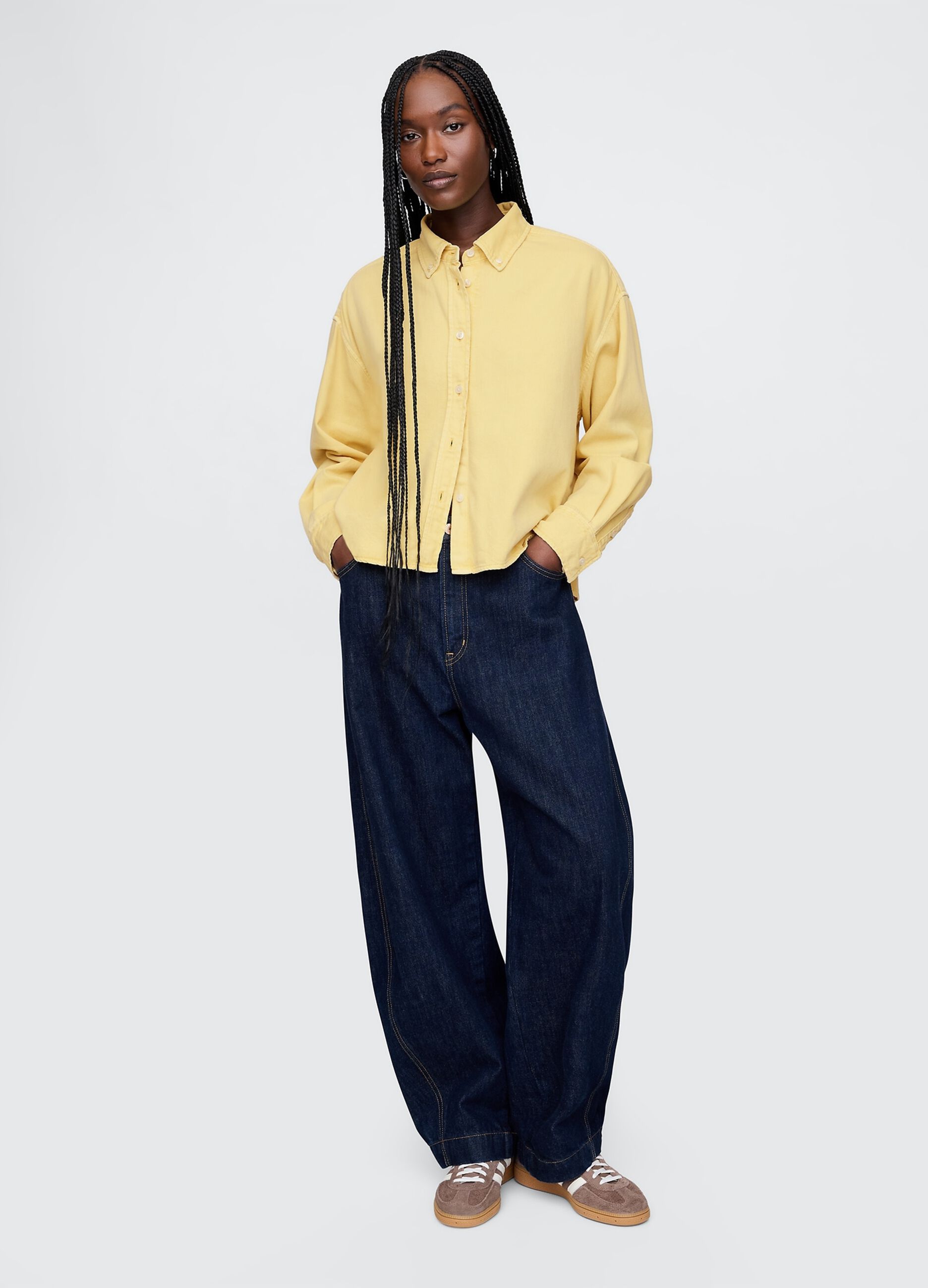 Yellow Cropped Gap Shirt