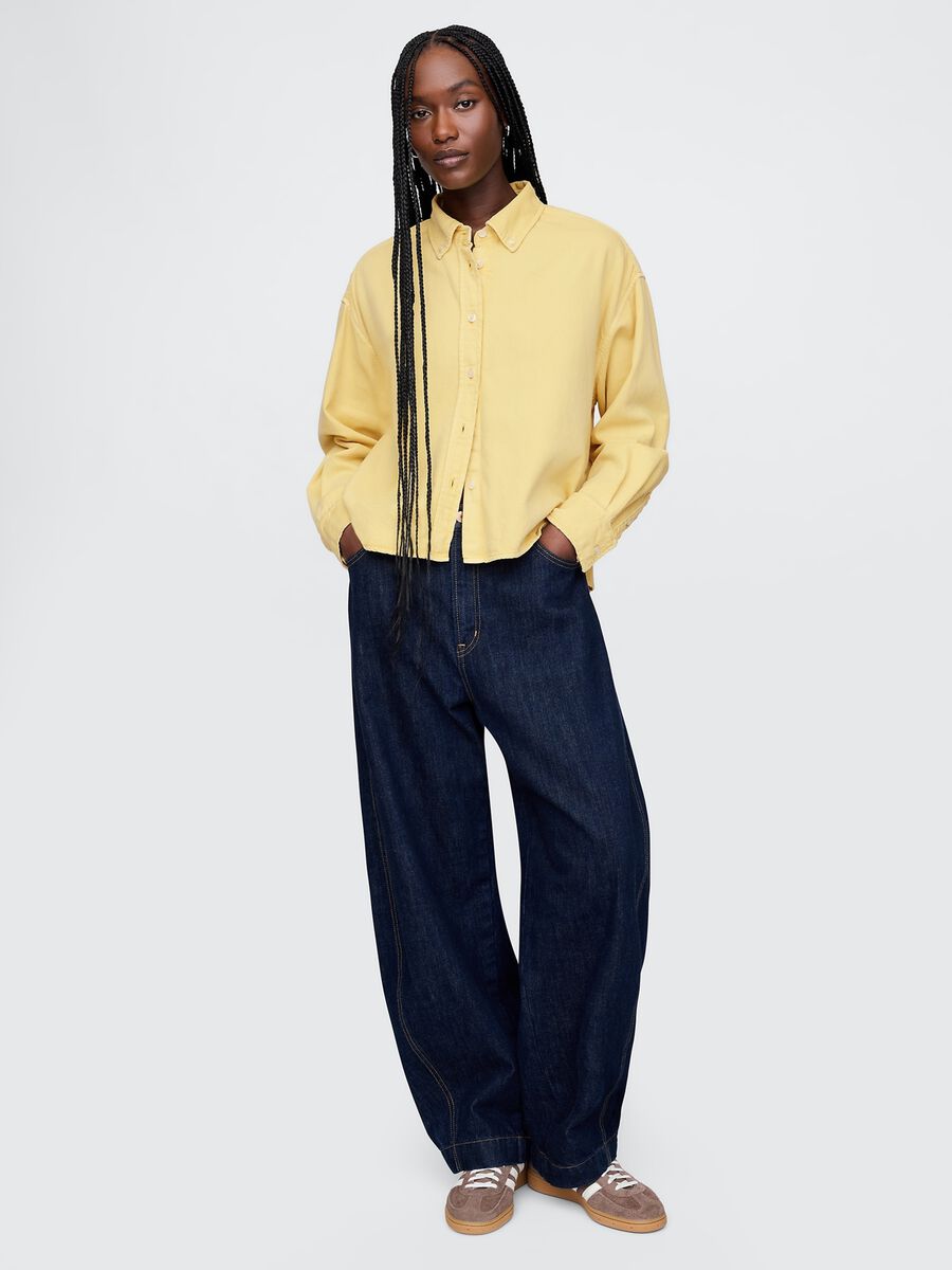 Camicia cropped in cotone_1