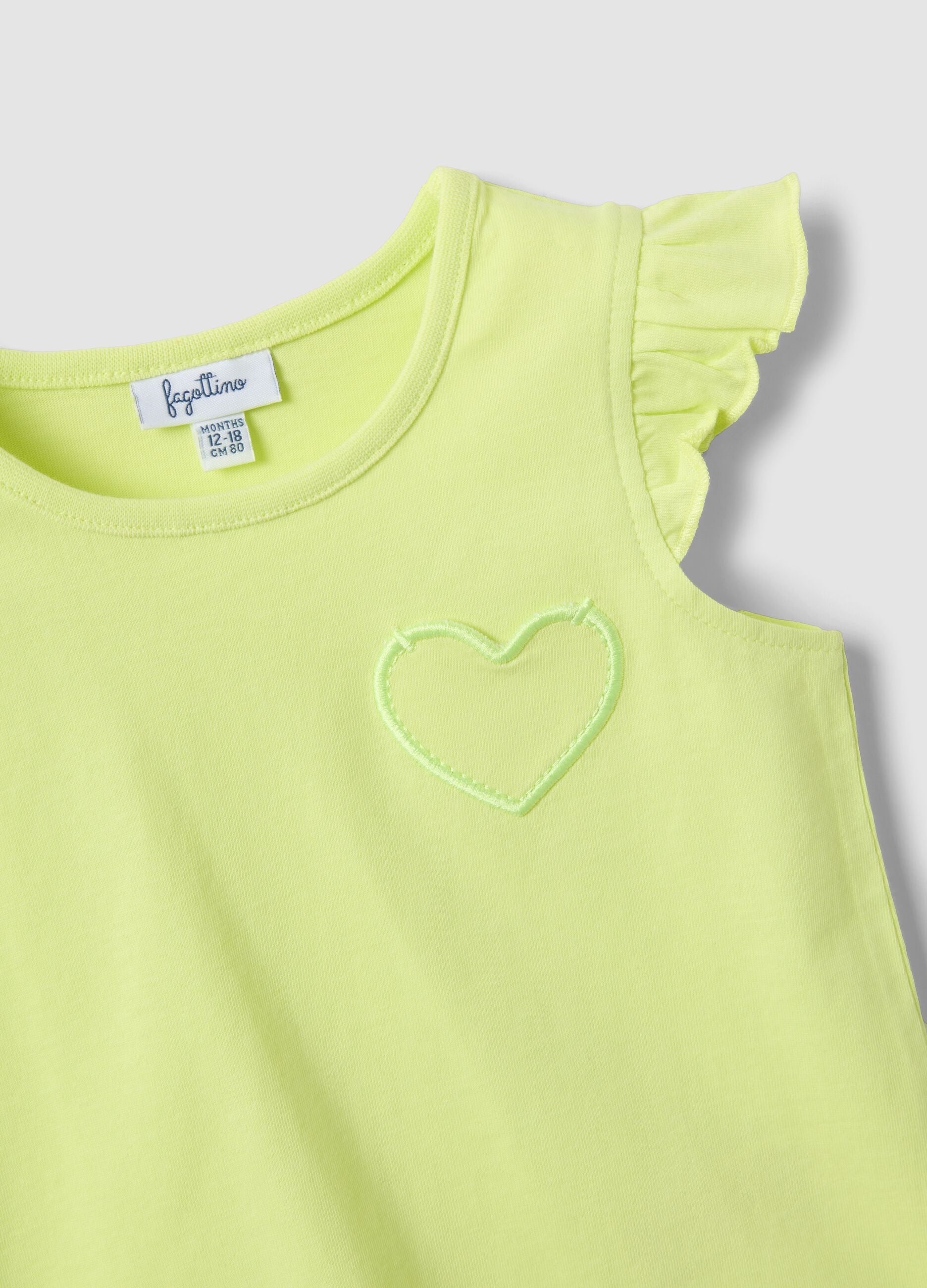 Bipack tank top multicolor in puro cotone da bimba con volant