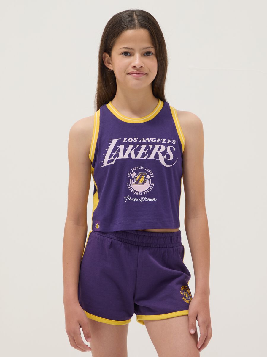 Tank top viola in puro cotone fitted_0