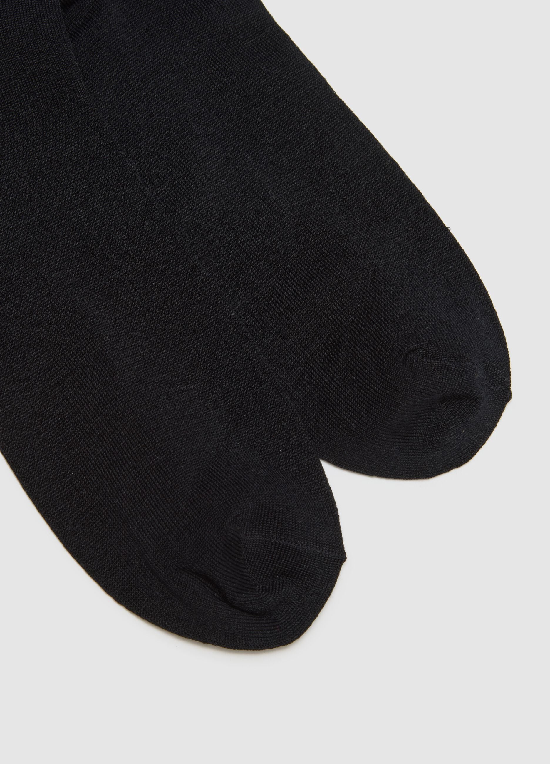Two-Pack Long Black Cotton Stretch Socks