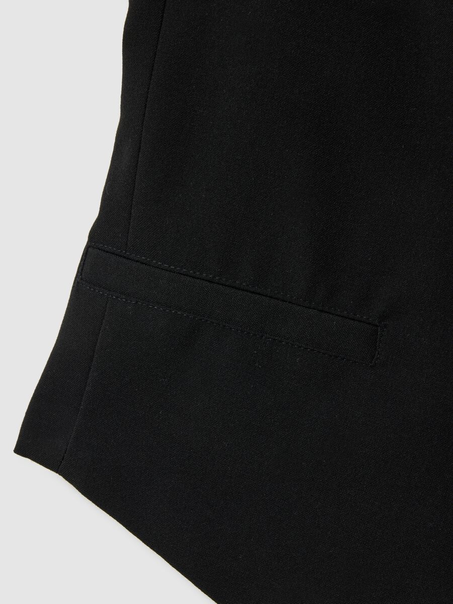 Black Stretch Fabric Waistcoat Regular Fit_5