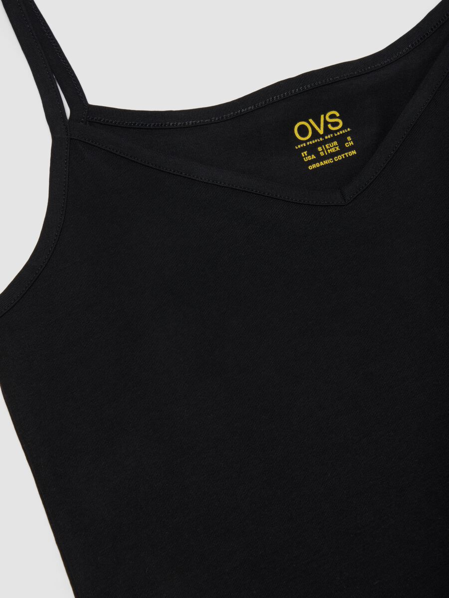 Black stretch cotton vest top, regular fit_1