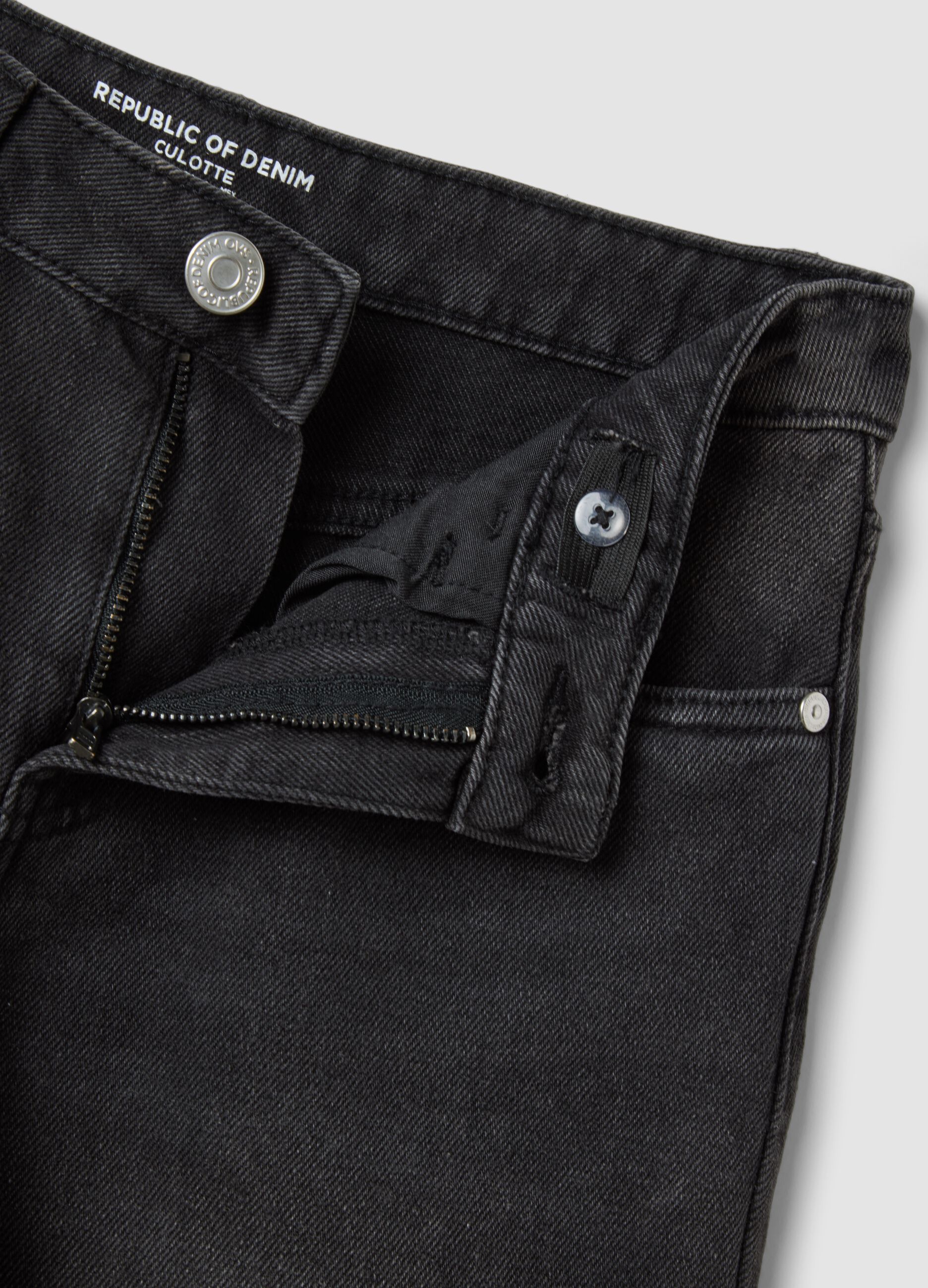 Black culotte jeans in a cotton, lyocell and viscose blend for girls
