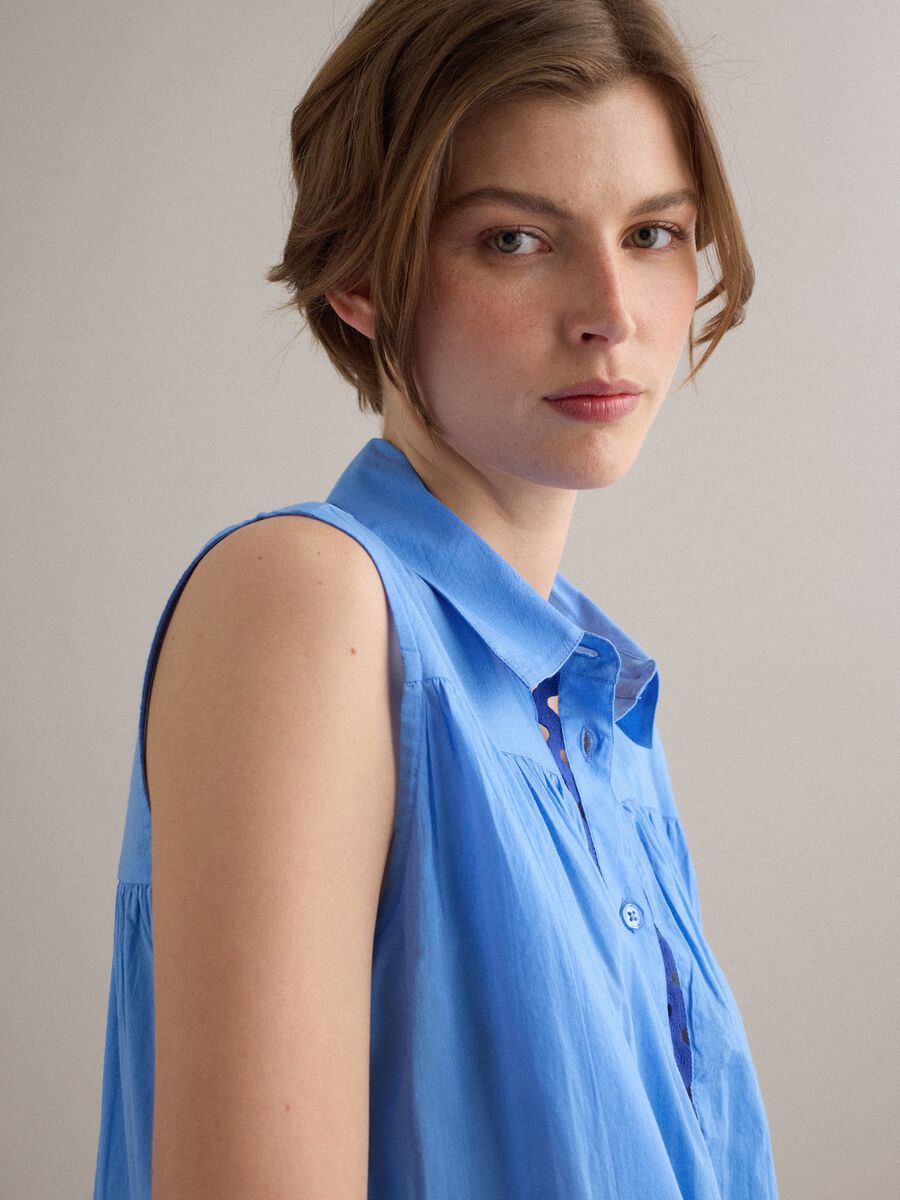 Abito chemisier azzurro in puro cotone regular fit_3