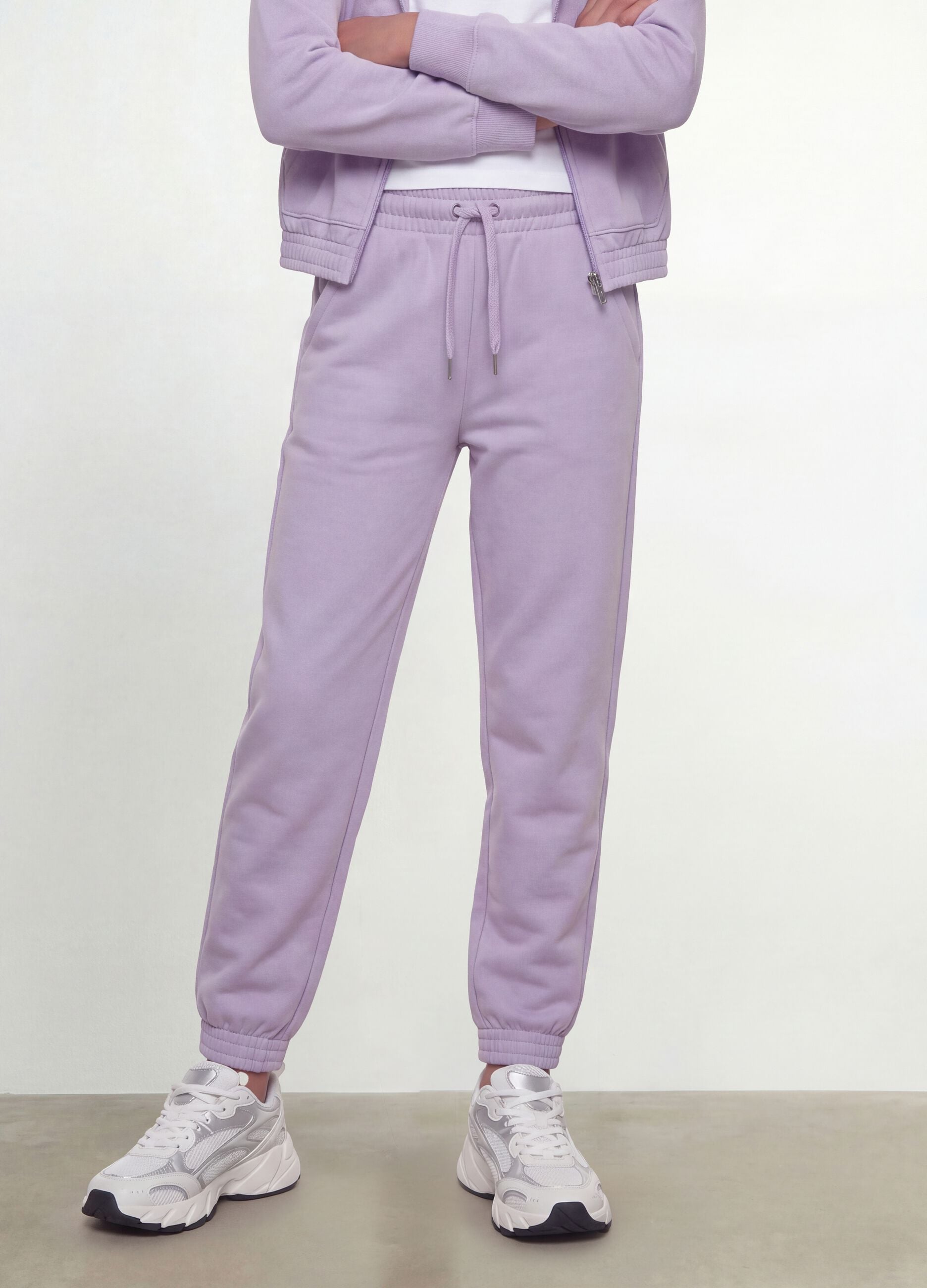 Purple organic cotton jogger trousers, regular fit, for girls