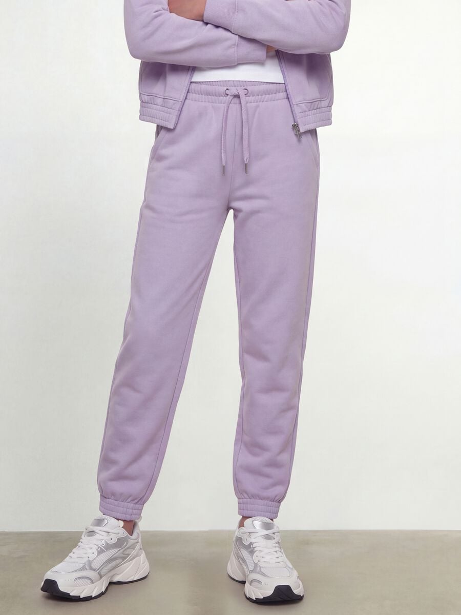 Pantaloni jogger viola in puro cotone organico regular fit per ragazza_1