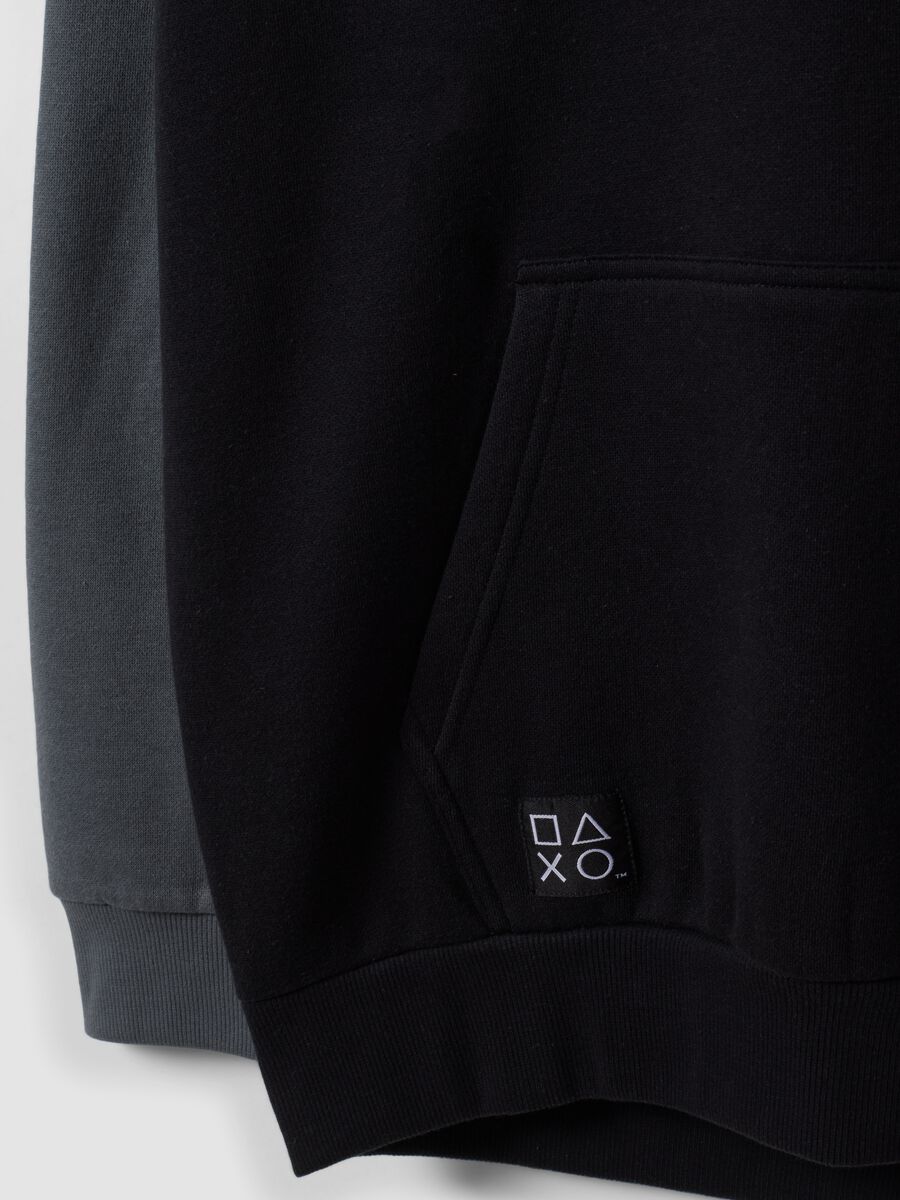 Black cotton-blend hoodie with PlayStation print_5
