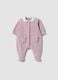 Pink organic cotton-blend baby sleepsuit with feet_0