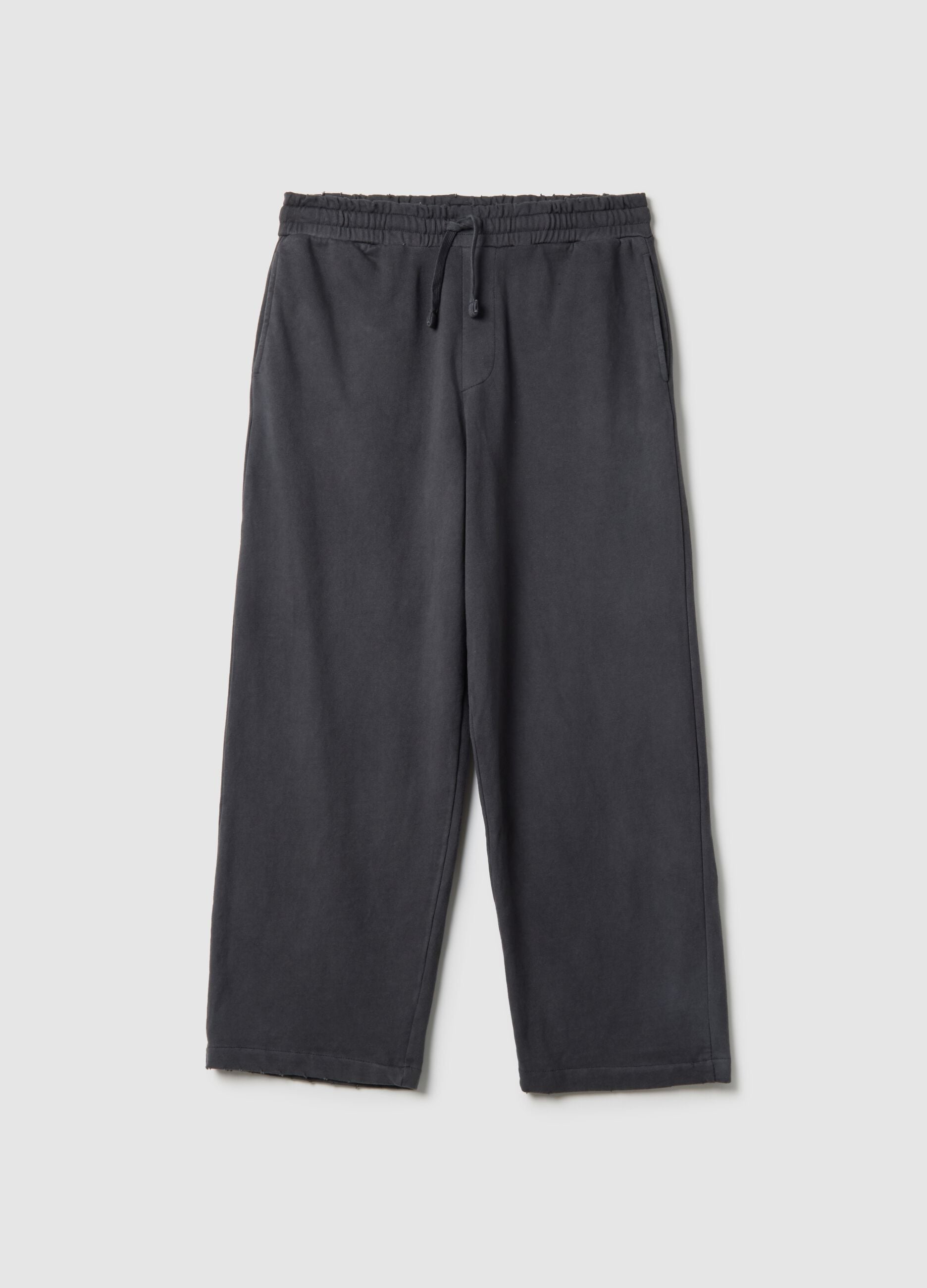 Black Oversized Fit Cotton Blend Trousers