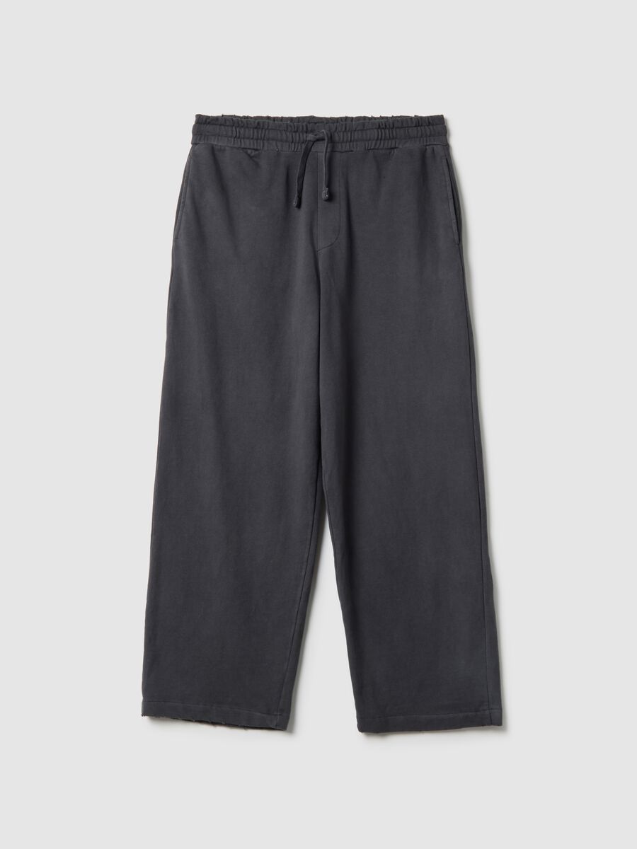 Pantaloni jogger grigi in misto cotone oversize fit_4