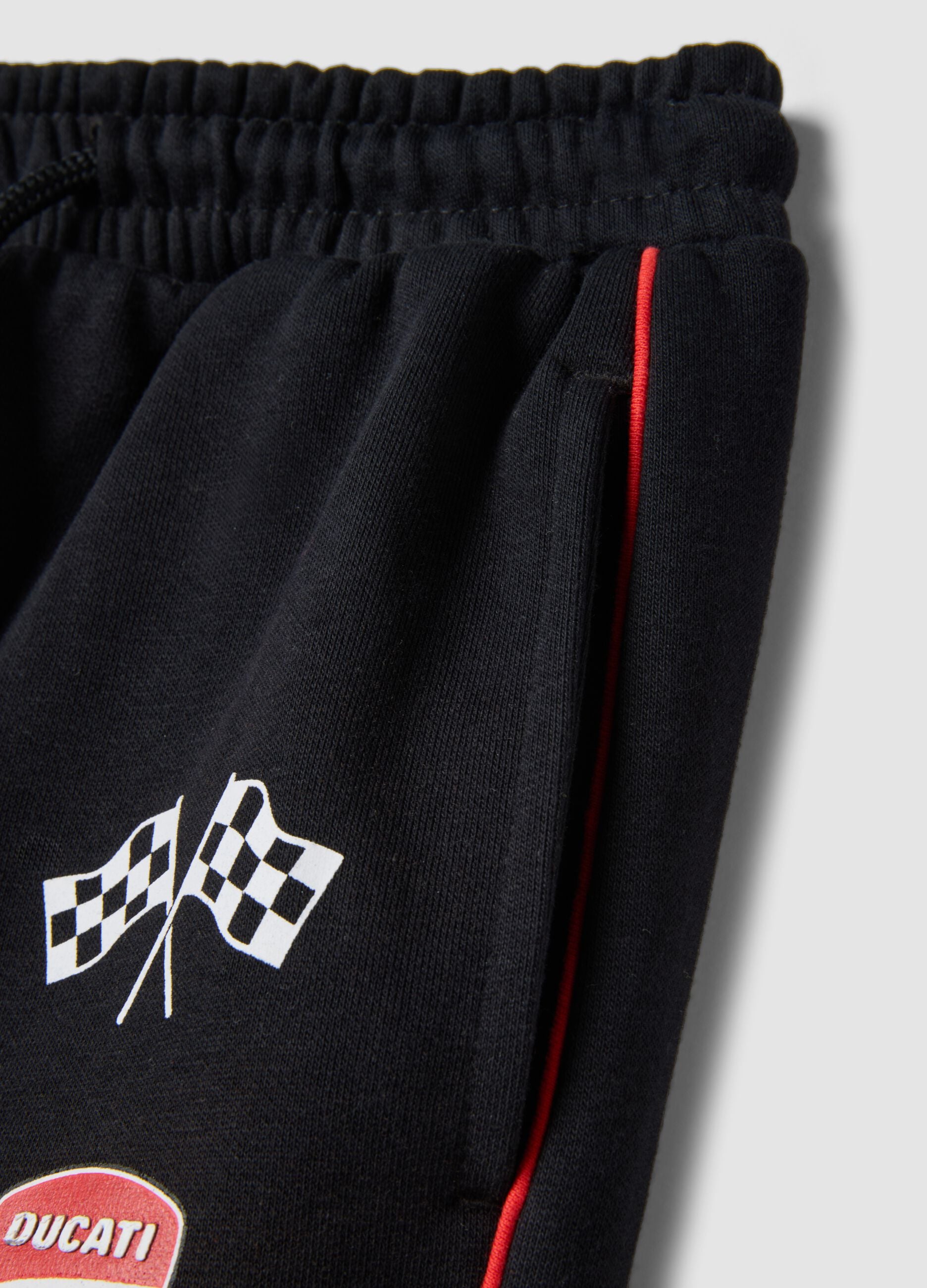 Black cotton-blend jogger trousers with drawstring and Ducati logo