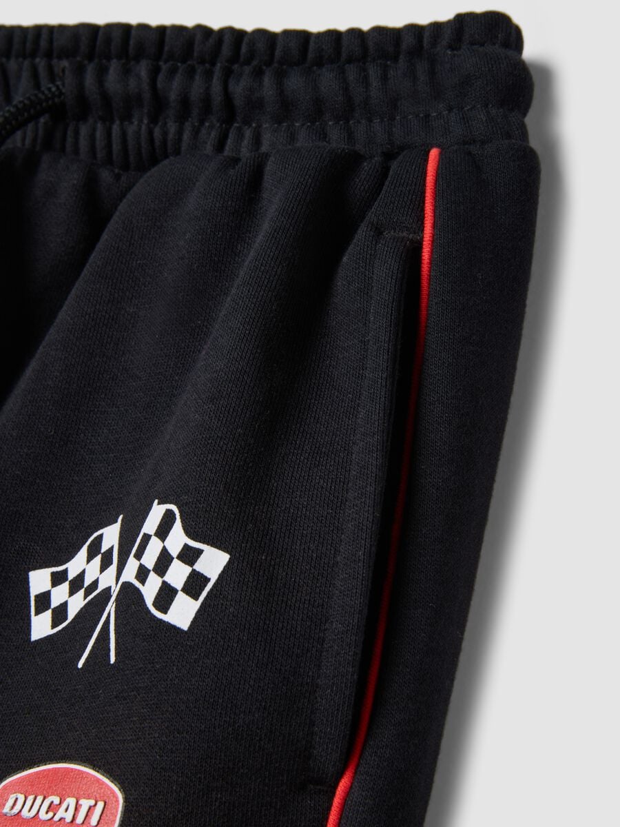 Black cotton-blend jogger trousers with drawstring and Ducati logo_3