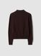 Brown pure wool cardigan with polo collar, regular fit_6