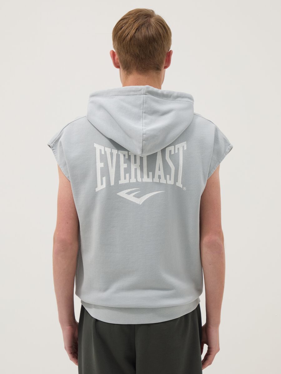 Grey cotton blend sleeveless hoodie regular fit_3